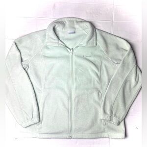 COLUMBIA Womens 2X Mint Green Zipper Pockets Elastic Cuff Fleece Full Zip Jacket